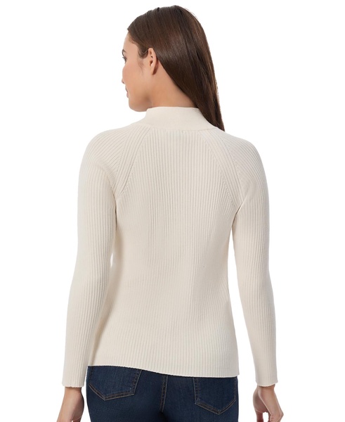 Women's Solid-Color Ribbed Mock-Neck Sweater