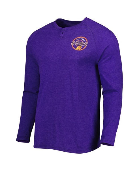 Men's Heathered Purple Phoenix Suns Left Chest Henley Raglan Long Sleeve T-shirt