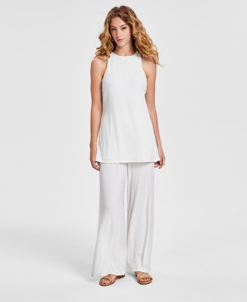 Women's Textured Sleeveless Crewneck Tunic, Created for Macy's