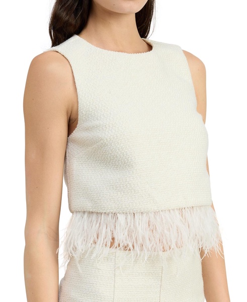 Women's Arden Sleeveless Feather-Trim Top