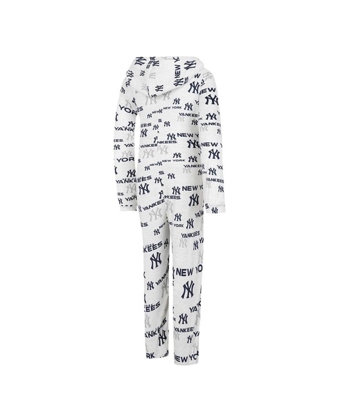 Women's White New York Yankees Docket Microfleece Union Hooded Zippered Onesie