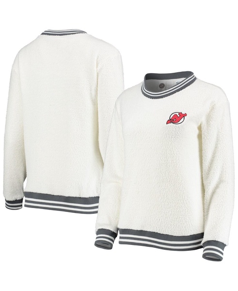 Women's Cream and Charcoal New Jersey Devils Granite Sherpa Pullover Sweatshirt