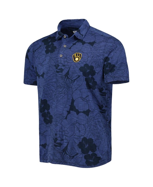 Men's Navy Milwaukee Brewers Miramar Blooms Polo Shirt