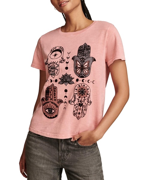 Women's Hamsa Hands Graphic Print Crewneck T-Shirt