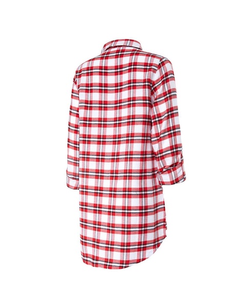 Women's Red Tampa Bay Buccaneers Sienna Plaid Full-Button Long Sleeve Nightshirt