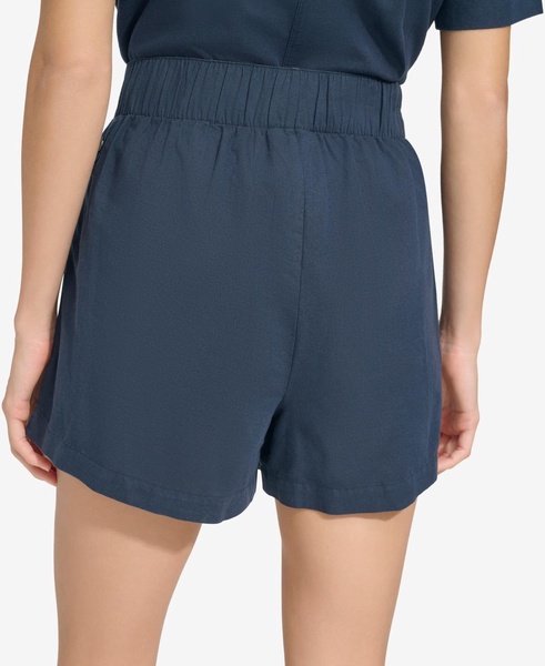 Women's Washed Linen High Rise Pull On Pleated Shorts