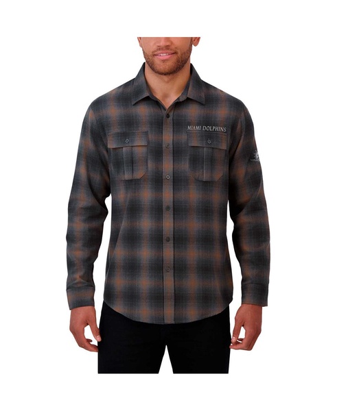 Men's Charcoal Miami Dolphins Classic Flannel Long Sleeve Button-Up Shirt