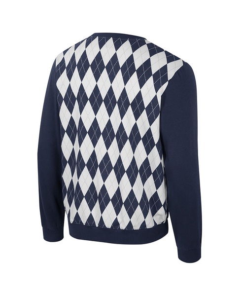 Men's Navy Michigan Wolverines the Dealio Argyle Pullover Sweatshirt