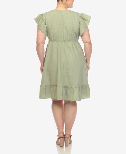 Plus Size Ruffle Sleeve Knee-Length Dress