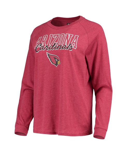 Women's Cardinal Arizona Cardinals Meter Knit Long Sleeve Raglan Top and Shorts Sleep Set