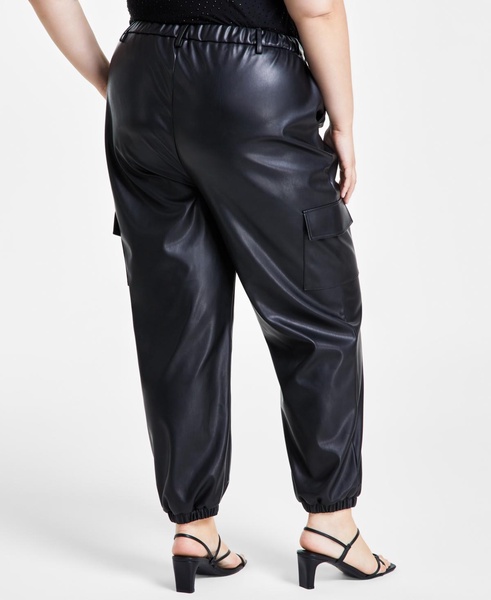 Trendy Plus Size Faux-Leather Jogger Pants, Created for Macy's