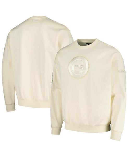 Men's Cream Chicago Cubs Neutral Drop Shoulder Pullover Sweatshirt