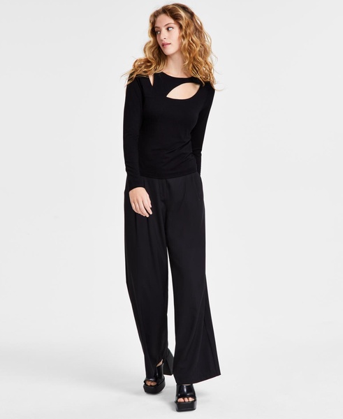 Women's Cut-Out Asymmetric Long-Sleeve Top, Created for Macy's