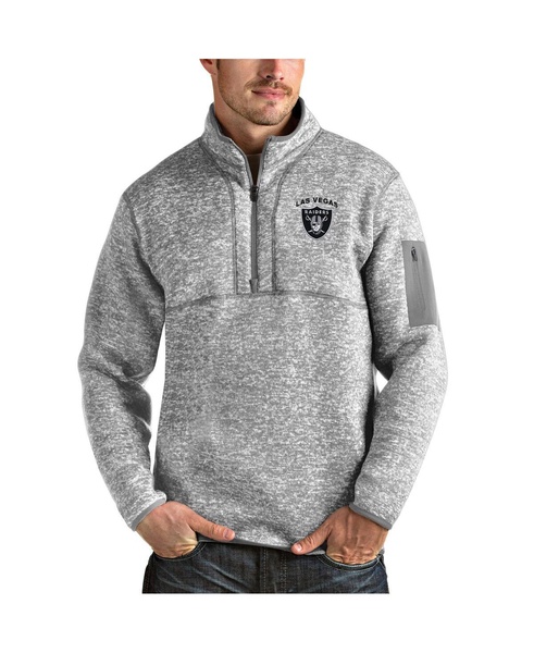 Men's Heather Gray Las Vegas Raiders Fortune Quarter-Zip Pullover Jacket