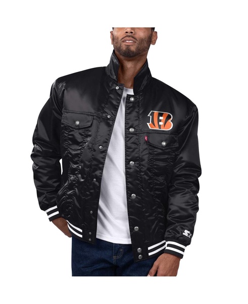 Levi’s x Starter Men's Black Cincinnati Bengals Silver Tab Trucker Full-Snap Jacket