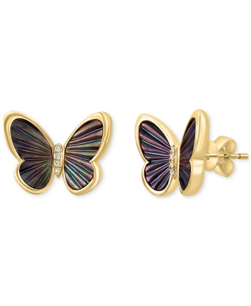 EFFY® Mother of Pearl & Diamond Accent Butterfly Stud Earrings in 14k Gold