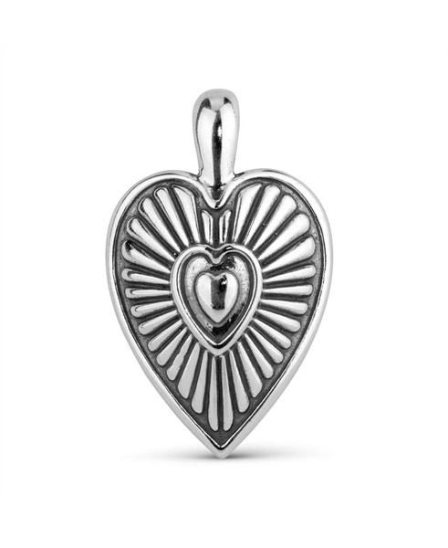 Sterling Silver Women's Pendant Enhancer, Heart and Sunburst Design