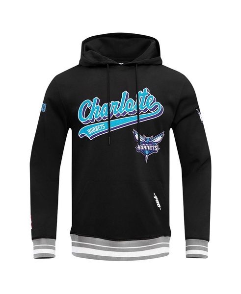 Men's Black Charlotte Hornets Script Tail Pullover Hoodie