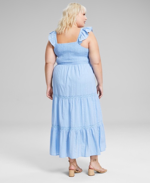 Trendy Plus Cotton Ruffle-Trim Tiered Maxi Dress, Created for Macy's