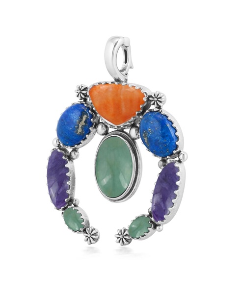 Sterling Silver Multi Color Gemstone Naja Pendant Enhancer