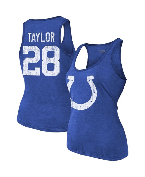 Women's Threads Jonathan Taylor Royal Indianapolis Colts Player Name and Number Tri-Blend Tank Top