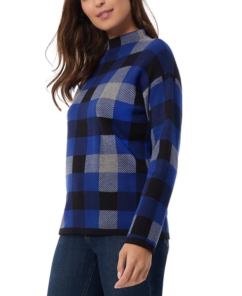 Petite Plaid Jacquard Mock Neck Sweater