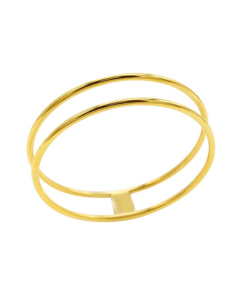 Tarnish Resistant 14K Gold-Plated Stainless Steel Double Row Bangle Bracelet