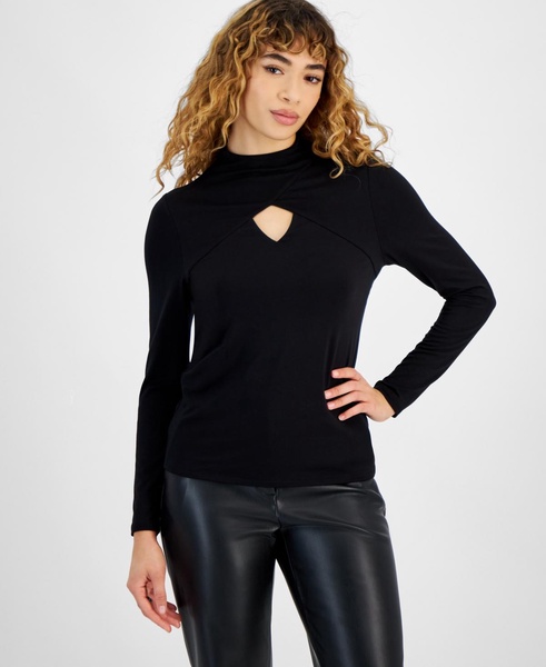 Women's Long-Sleeve Keyhole Knit Top, Created for Macy's