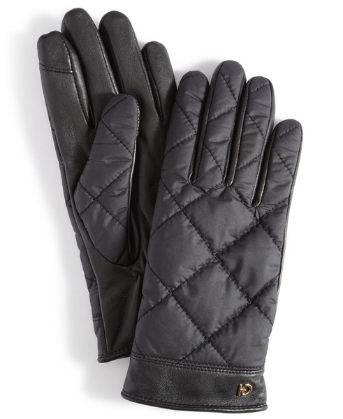 Women's Faux-Fur-Lined Quilted Puffer Gloves