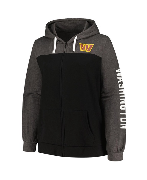 Women's Heather Charcoal Washington Commanders Plus Size City Ties Full-Zip Hoodie