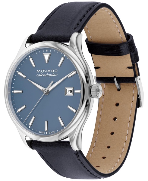 Men's Swiss Calendoplan Blue Leather Strap Watch 40mm