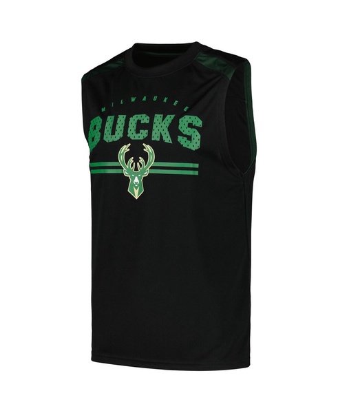 Men's Black Milwaukee Bucks Birdseye Muscle Tank Top