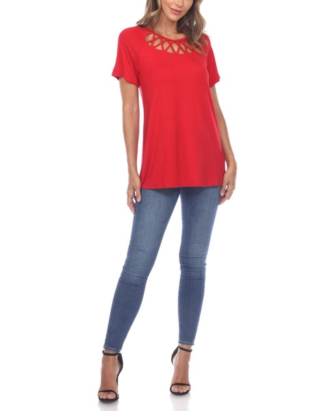 Women's Crisscross Cutout Short Sleeve Top