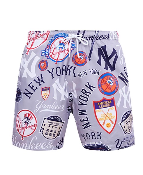 Men's Gray New York Yankees Toss Logo Woven Shorts