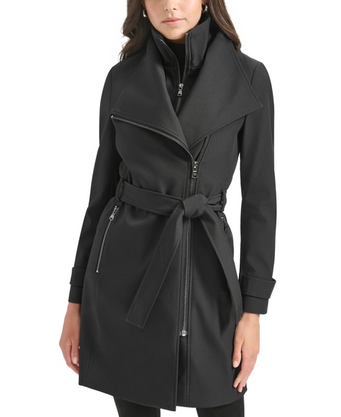 Petite Belted Long-Sleeve Wrap Coat