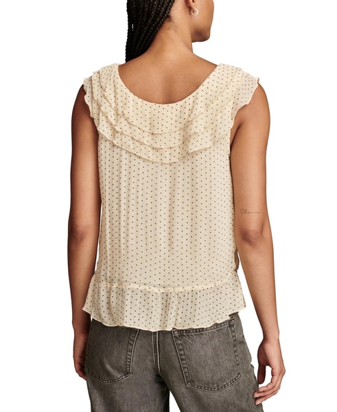 Women's Dotted Ruffled Sleeveless Top