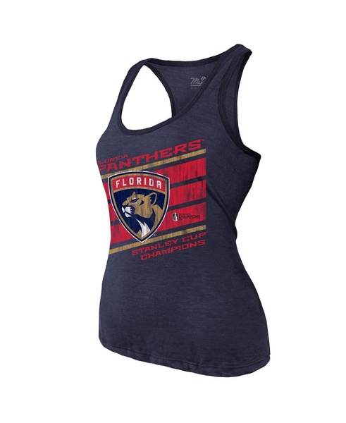 Women's Navy Florida Panthers 2024 Stanley Cup Champions Tri-Blend Racerback Tank Top