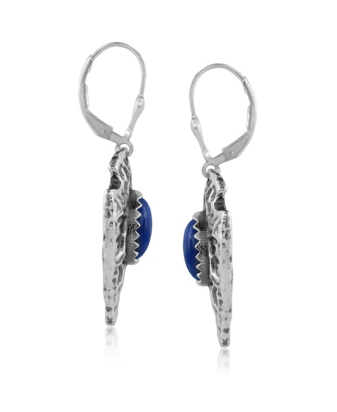 Fritz Casuse Sterling Silver Arrowhead and Lapis Lazuli Gemstone Lever Back Earrings