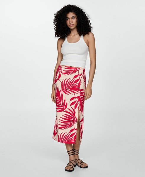 Women's Slit Detail Printed Skirt