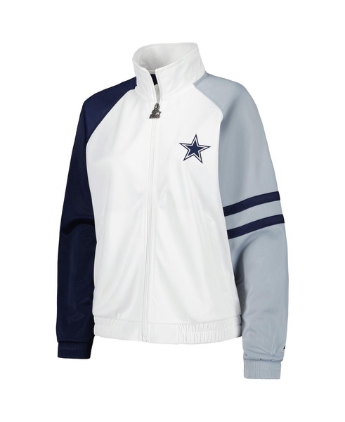 Women's White Dallas Cowboys Curve Ball Raglan Full-Zip Track Jacket