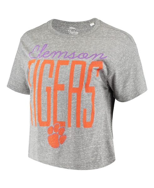 Women's Heathered Gray Clemson Tigers Sanibel Knobi Crop T-shirt