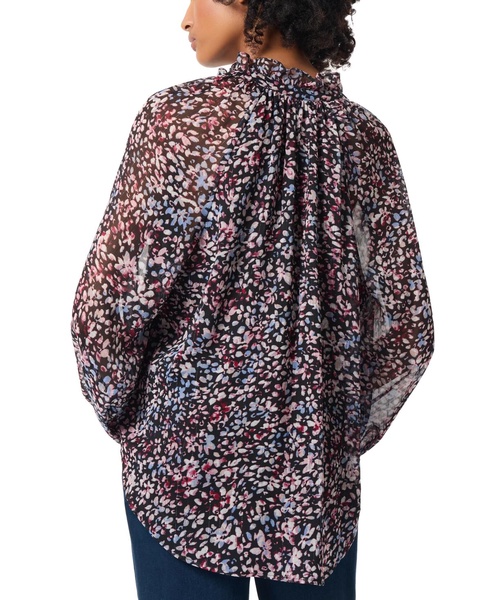 Petite Floral-Print Raglan-Sleeve Peasant Blouse