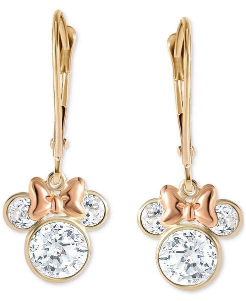 Minnie Mouse Cubic Zirconia Drop Earrings in 10k Yellow & Rose Gold