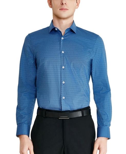 Men's Slim-Fit Geo-Link Dress Shirt