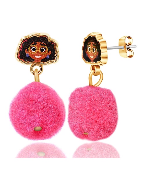 Encanto Earrings - Mirabel Stud Earrings with Pink Pom Poms - Disney Earrings