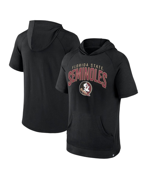 Men's Black Florida State Seminoles Double Arch Raglan Short Sleeve Hoodie T-Shirt