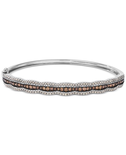 Chocolate Diamond & Nude Diamond Scalloped Bangle Bracelet (1-7/8 ct. t.w.) in 14k White Gold (Also Available in Rose Gold and Yellow Gold)