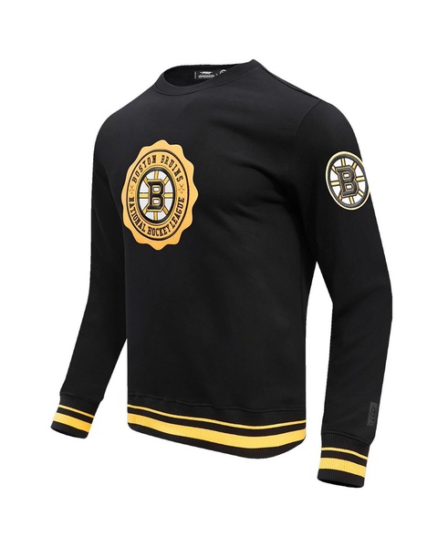 Men's Black Boston Bruins Crest Emblem Pullover Sweatshirt