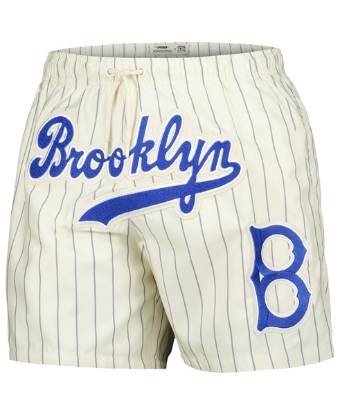 Men's Cream Brooklyn Dodgers Cooperstown Collection Pinstripe Retro Classic Woven Shorts