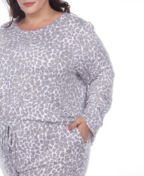 Plus Size Leopard Lounge Set, 2-Piece